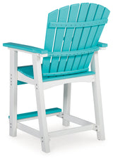 Eisely Turquoise/White Outdoor Counter Height Bar Stool (Set Of 2)