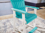 Eisely Turquoise/White Outdoor Counter Height Bar Stool (Set Of 2)