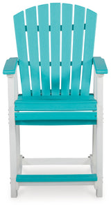 Eisely Turquoise/White Outdoor Counter Height Bar Stool (Set Of 2)