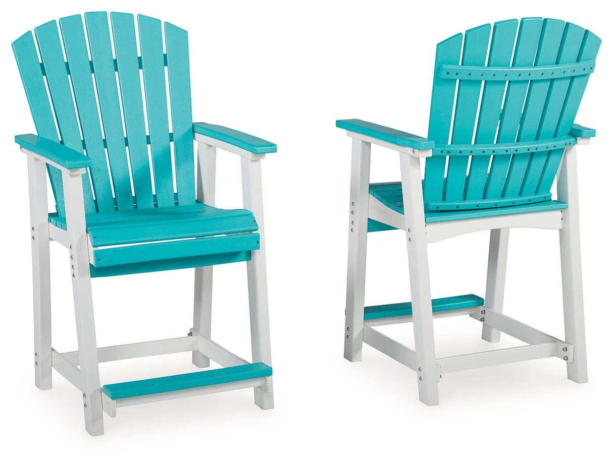 Eisely Turquoise/White Outdoor Counter Height Bar Stool (Set Of 2)