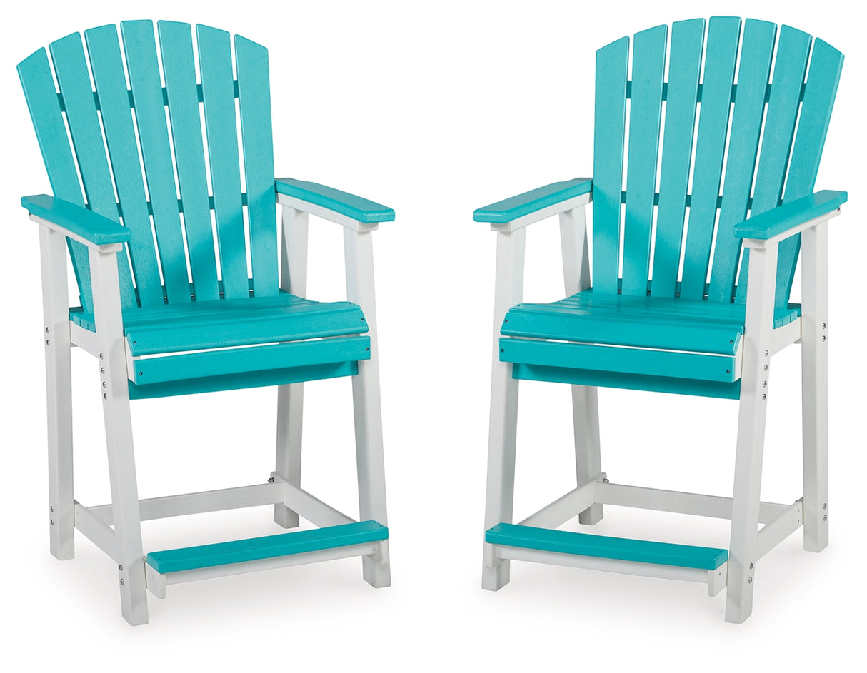 Eisely Turquoise/White Outdoor Counter Height Bar Stool (Set Of 2)