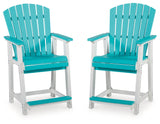 Eisely Turquoise/White Outdoor Counter Height Bar Stool (Set Of 2)