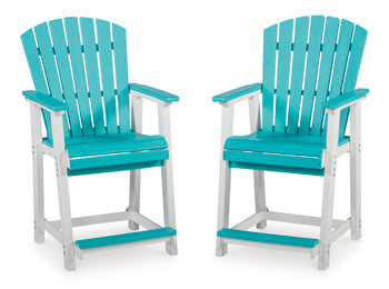 Eisely Turquoise/White Outdoor Counter Height Bar Stool (Set Of 2)