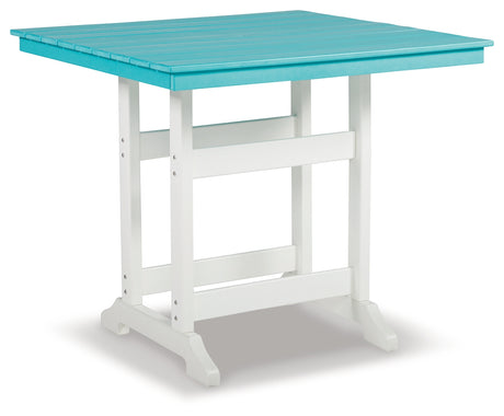 Eisely Turquoise/White Outdoor Counter Height Dining Table