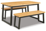 Town Brown/Black Wood Outdoor Dining Table Set (Set Of 3)