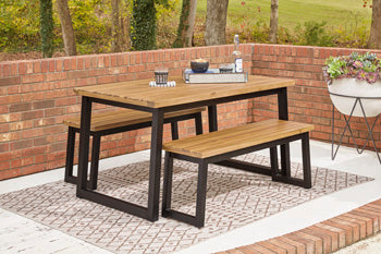 Town Brown/Black Wood Outdoor Dining Table Set (Set Of 3)