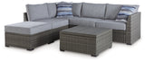 Petal Gray Road Outdoor Loveseat Sectional/Ottoman/Table Set (Set Of 4)