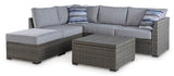 Petal Gray Road Outdoor Loveseat Sectional/Ottoman/Table Set (Set Of 4)