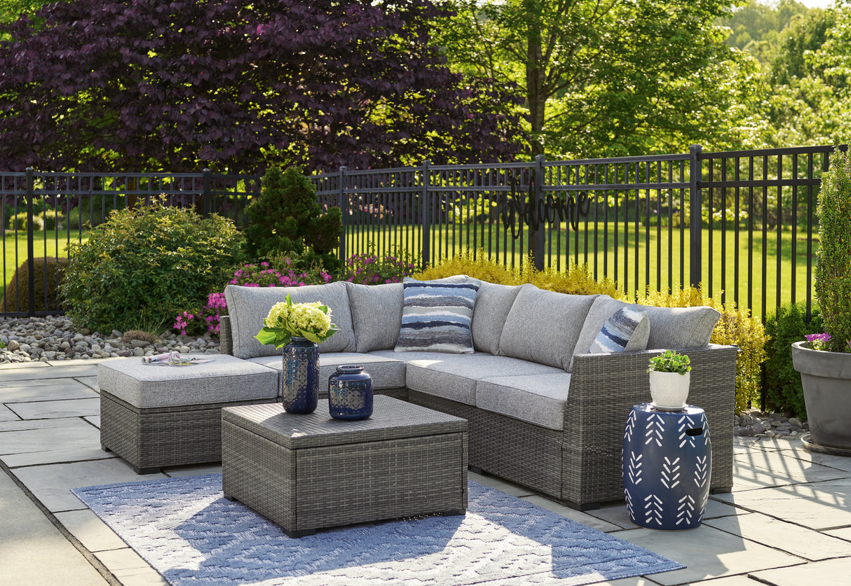 Petal Gray Road Outdoor Loveseat Sectional/Ottoman/Table Set (Set Of 4)