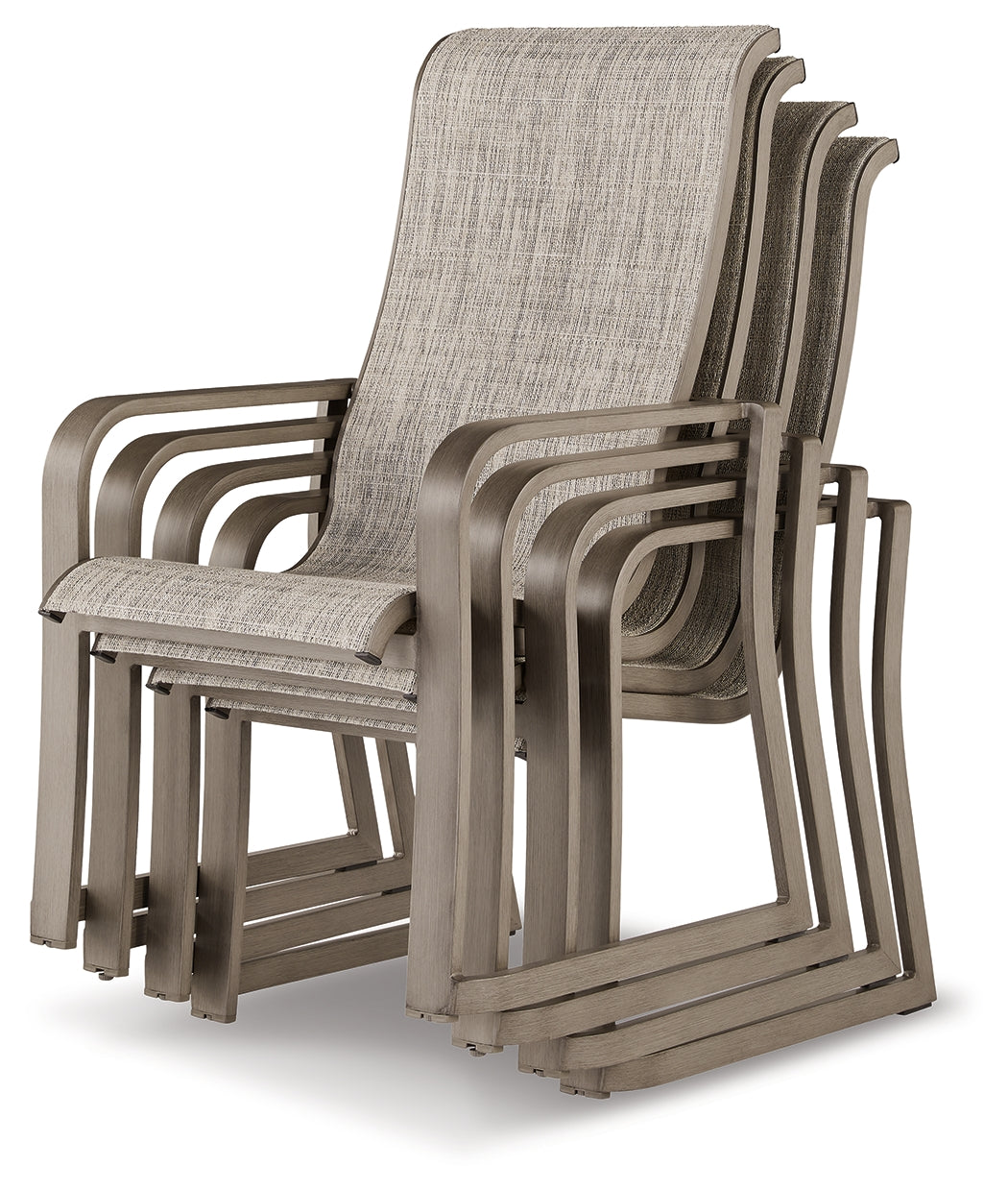 Beach Beige Front Sling Arm Chair (Set Of 4)