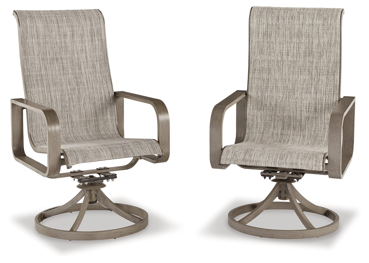 Beach Beige Front Sling Swivel Chair (Set Of 2)