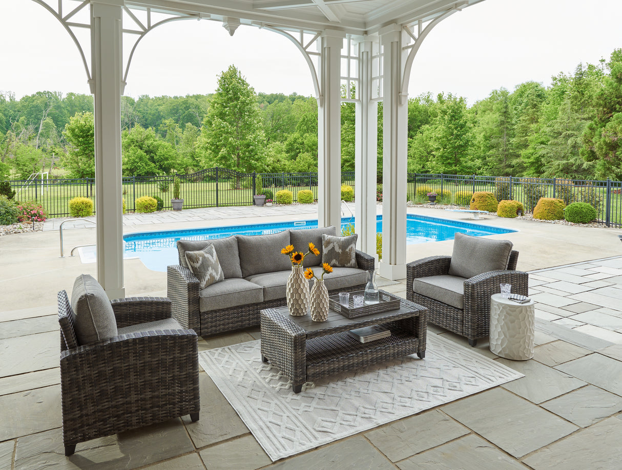 Oasis Gray Court Outdoor Sofa/Chairs/Table Set (Set Of 4)