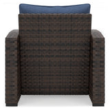 Windglow Blue/Brown Outdoor Lounge Chair With Cushion