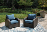 Windglow Blue/Brown Outdoor Lounge Chair With Cushion