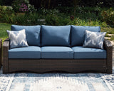 Windglow Blue/Brown Outdoor Sofa With Cushion