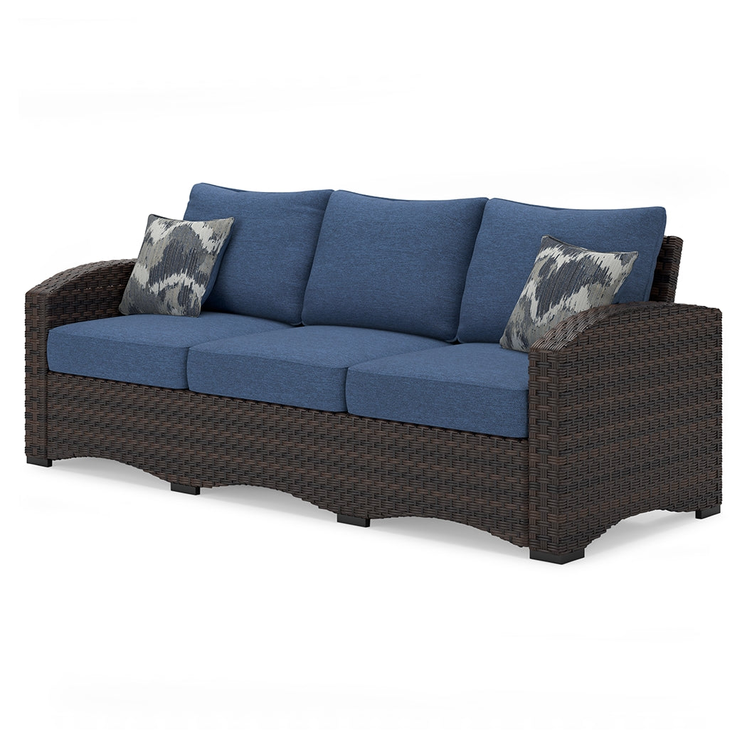 Windglow Blue/Brown Outdoor Sofa With Cushion