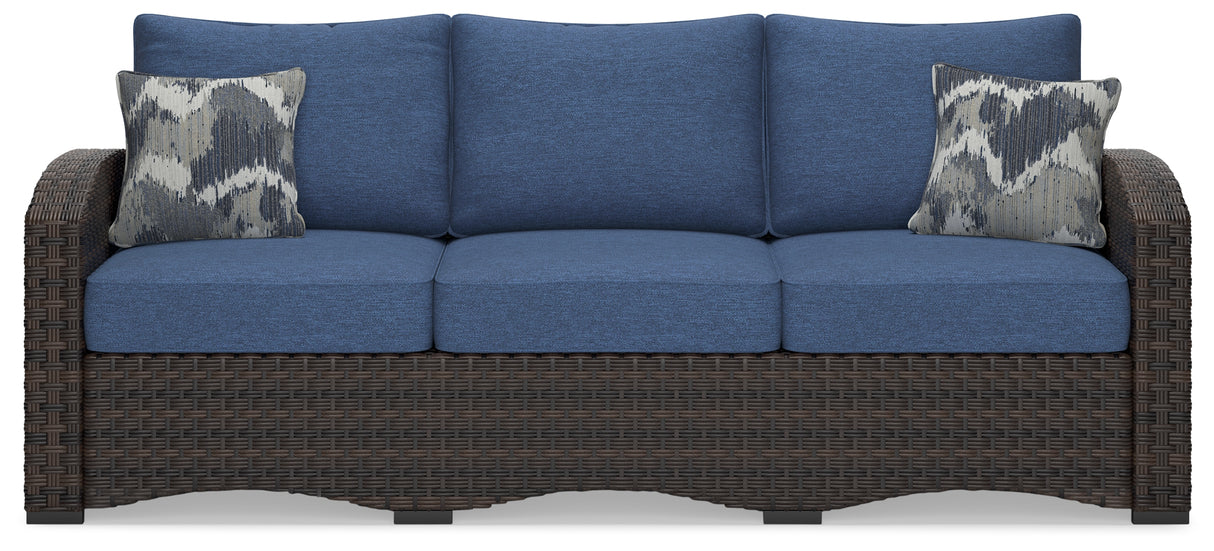 Windglow Blue/Brown Outdoor Sofa With Cushion