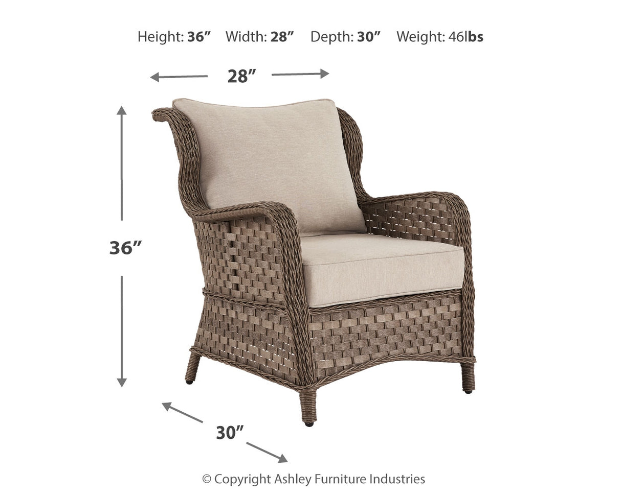 Clear Light Brown Ridge Lounge Chair With Cushion (Set Of 2)