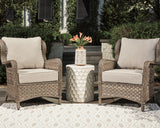 Clear Light Brown Ridge Lounge Chair With Cushion (Set Of 2)