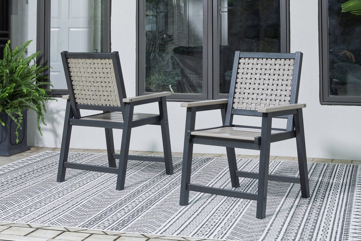 Mount Valley Outdoor Dining Table, 2 Swivel Arm Chairs and 4 Arm Chairs