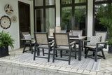 Mount Valley Outdoor Dining Table, 2 Swivel Arm Chairs and 4 Arm Chairs