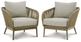 Swiss Beige Valley Lounge Chair With Cushion (Set Of 2)