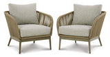 Swiss Beige Valley Lounge Chair With Cushion (Set Of 2)