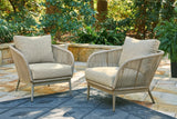 Swiss Beige Valley Lounge Chair With Cushion (Set Of 2)