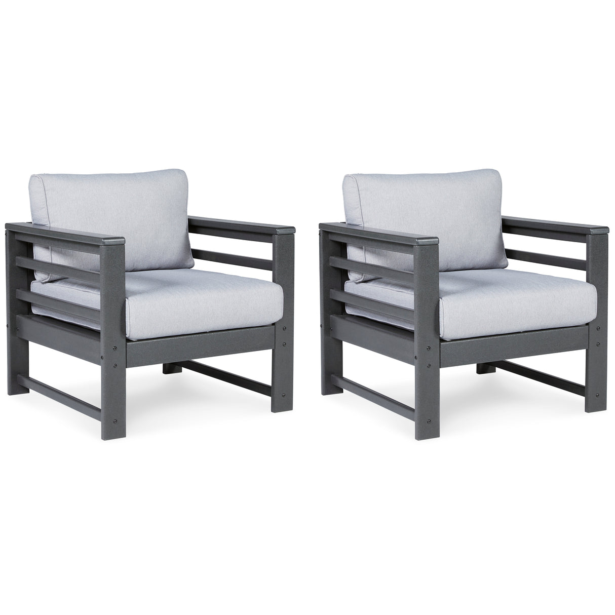 Amora Charcoal Gray Outdoor Lounge Chair With Cushion (Set Of 2)