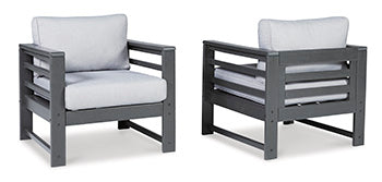 Amora Charcoal Gray Outdoor Lounge Chair With Cushion (Set Of 2)