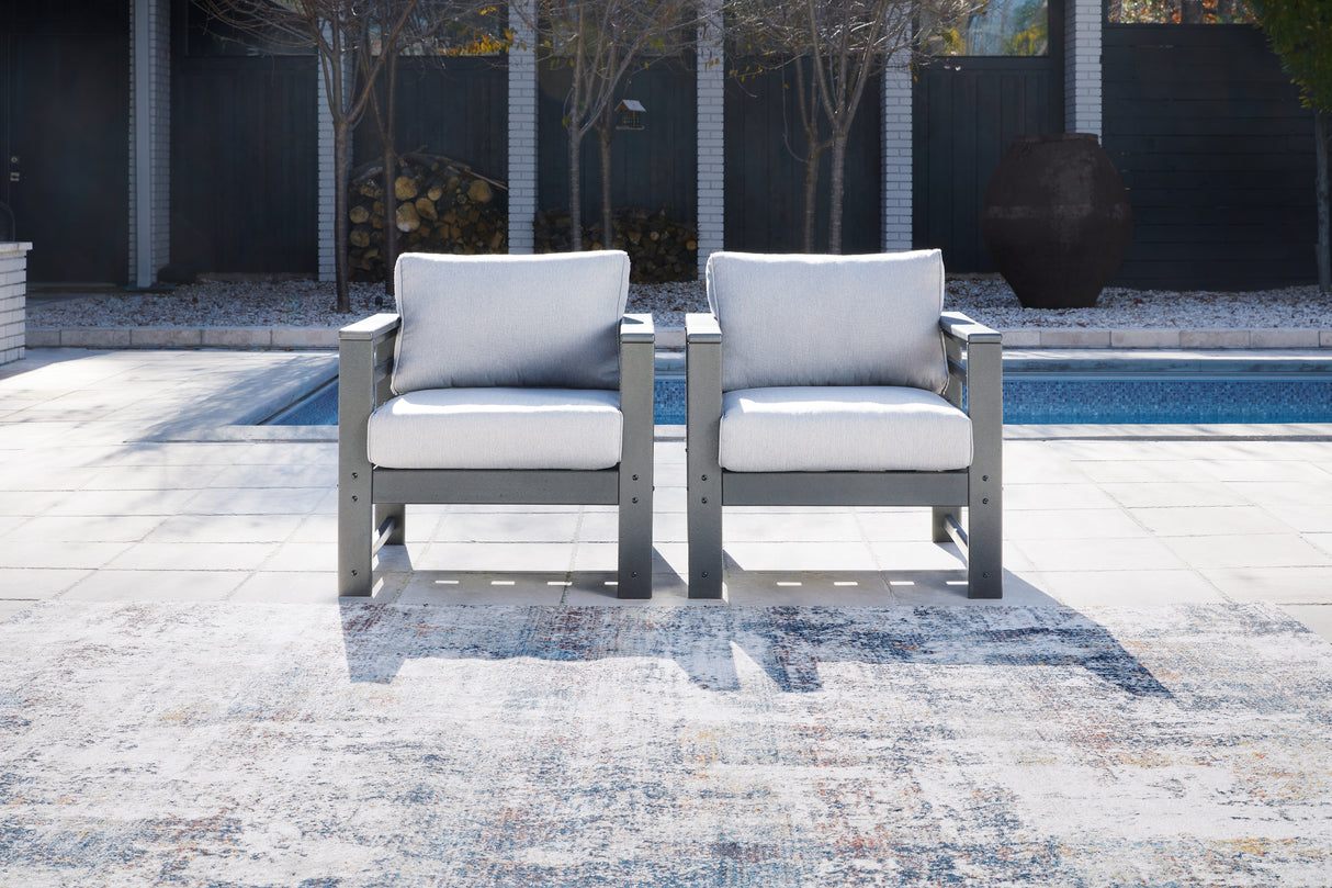 Amora Charcoal Gray Outdoor Lounge Chair With Cushion (Set Of 2)