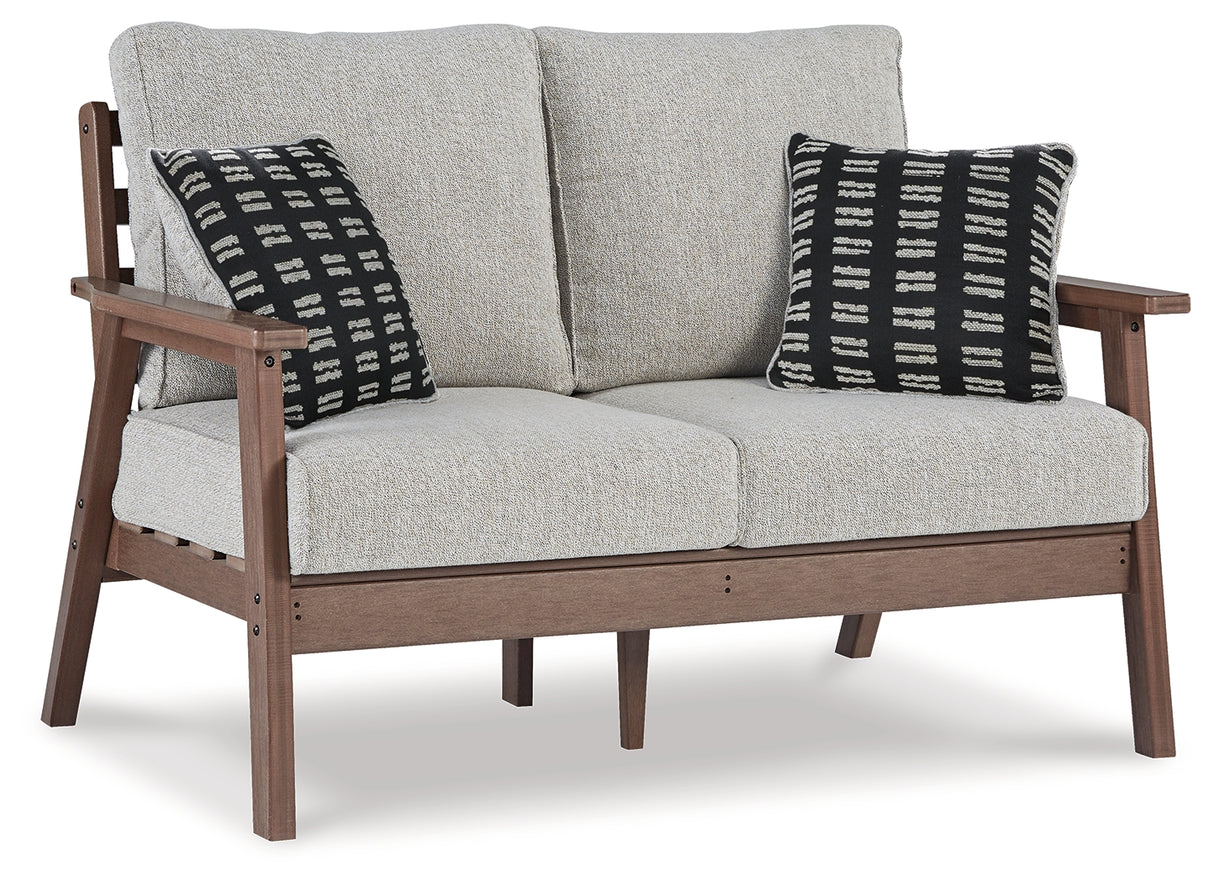 Emmeline Brown/Beige Outdoor Loveseat With Cushion