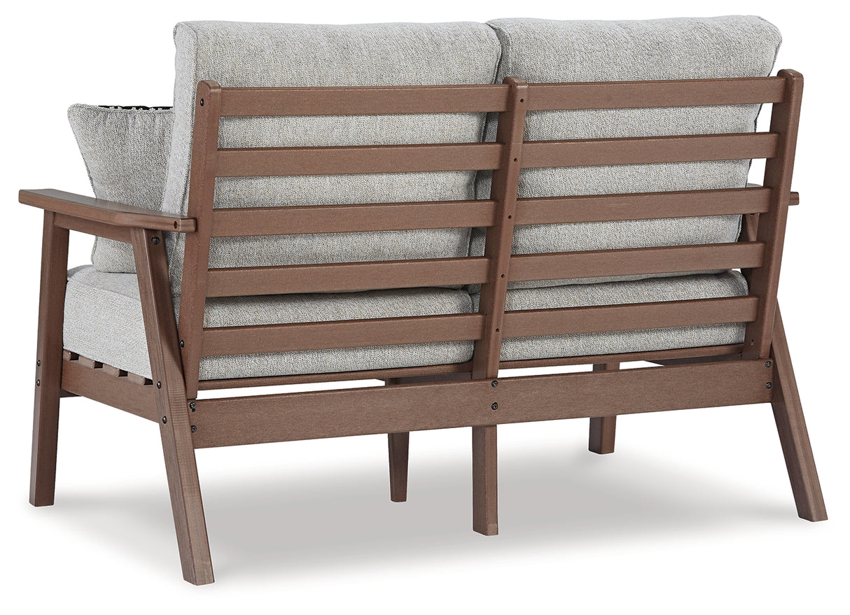 Emmeline Brown/Beige Outdoor Loveseat With Cushion