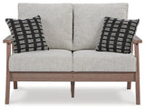 Emmeline Brown/Beige Outdoor Loveseat With Cushion