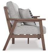 Emmeline Brown/Beige Outdoor Loveseat With Cushion