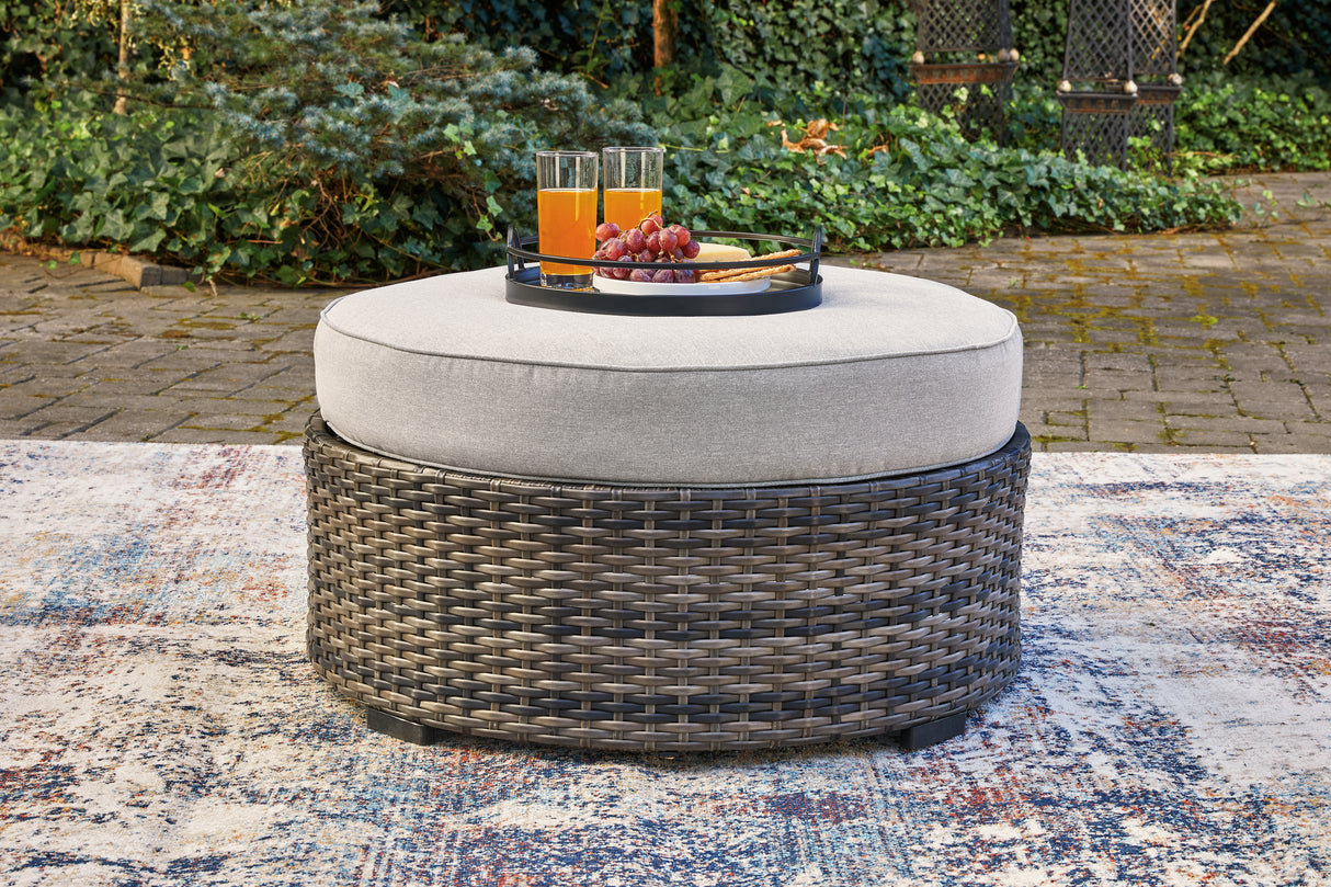 Harbor Gray Court Ottoman With Cushion