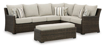 Brook Brown Ranch Outdoor Sofa Sectional/Bench With Cushion (Set Of 3)