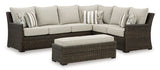 Brook Brown Ranch Outdoor Sofa Sectional/Bench With Cushion (Set Of 3)