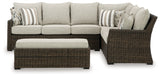 Brook Brown Ranch Outdoor Sofa Sectional/Bench With Cushion (Set Of 3)