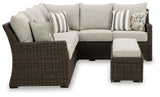 Brook Brown Ranch Outdoor Sofa Sectional/Bench With Cushion (Set Of 3)