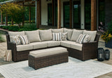 Brook Brown Ranch Outdoor Sofa Sectional/Bench With Cushion (Set Of 3)