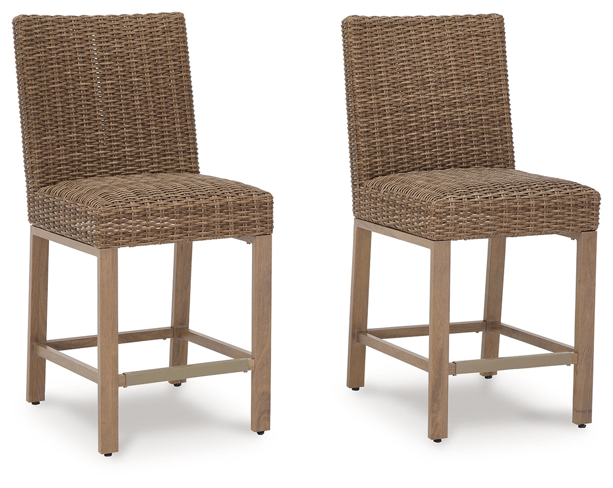 Walton Driftwood Bridge Outdoor Bar Stool (Set Of 2)