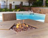 Walton Driftwood Bridge Outdoor Bar Table With Fire Pit