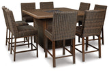 Paradise Trail Outdoor Counter Height Dining Table with 6 Barstools