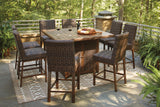 Paradise Medium Brown Trail Bar Table With Fire Pit