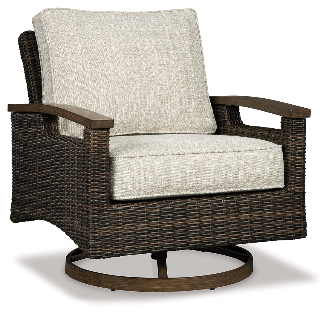 Paradise Medium Brown Trail Swivel Lounge Chair (Set Of 2)