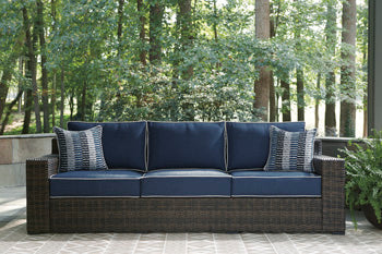 Grasson Brown/Blue Lane Sofa With Cushion