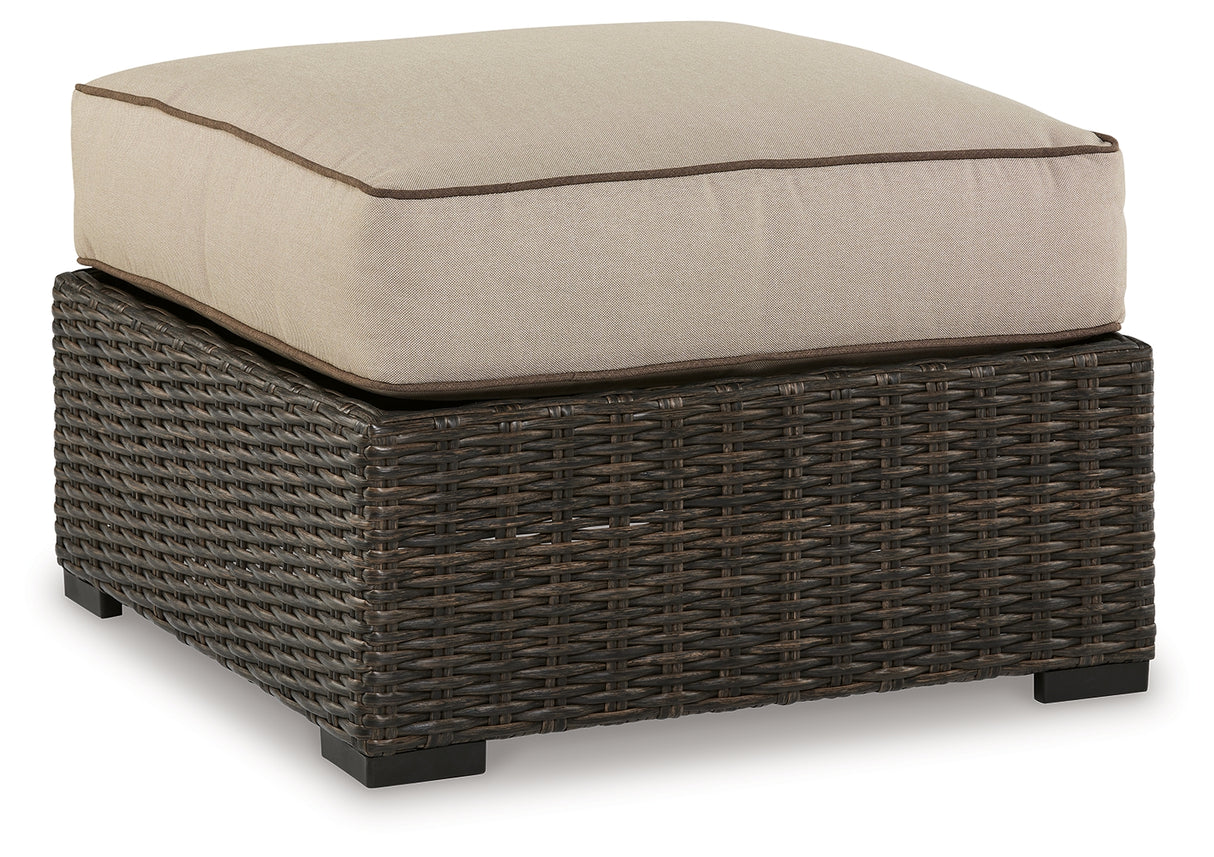 Coastline Brown Bay Outdoor Ottoman With Cushion