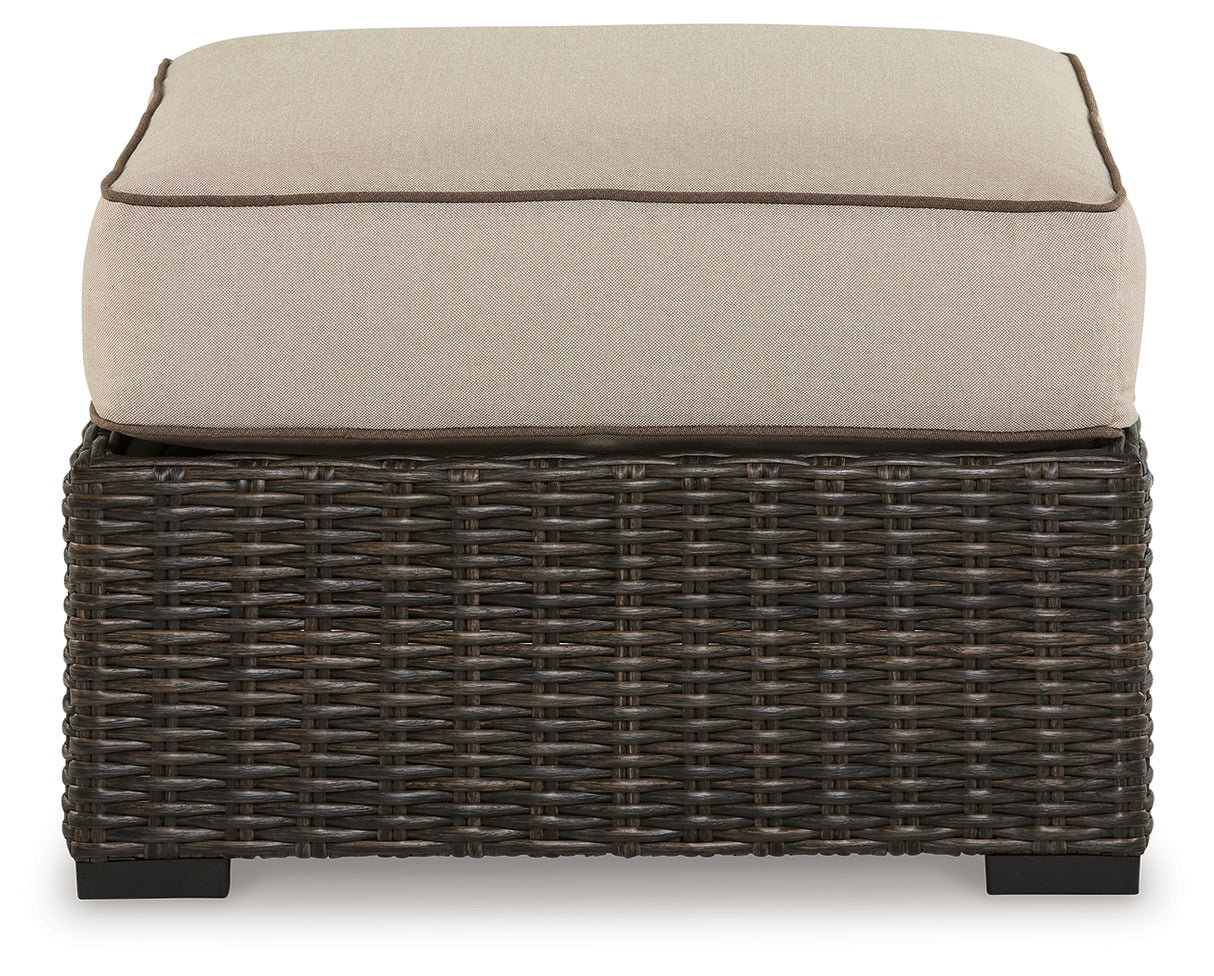 Coastline Brown Bay Outdoor Ottoman With Cushion