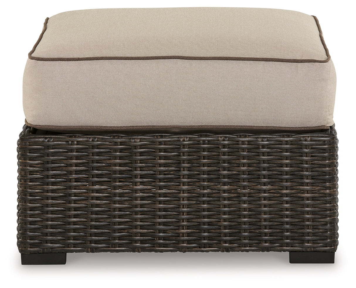 Coastline Brown Bay Outdoor Ottoman With Cushion